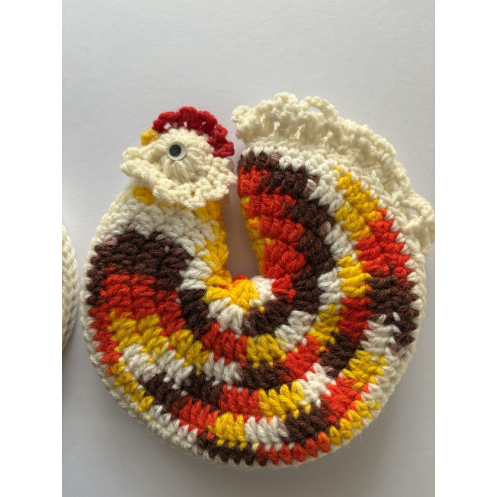 Handmade Crocheted Chicken/ Hen Kitchen Hot Pad /Pot Holder - Cottagecore Granny - Picture 3 of 9